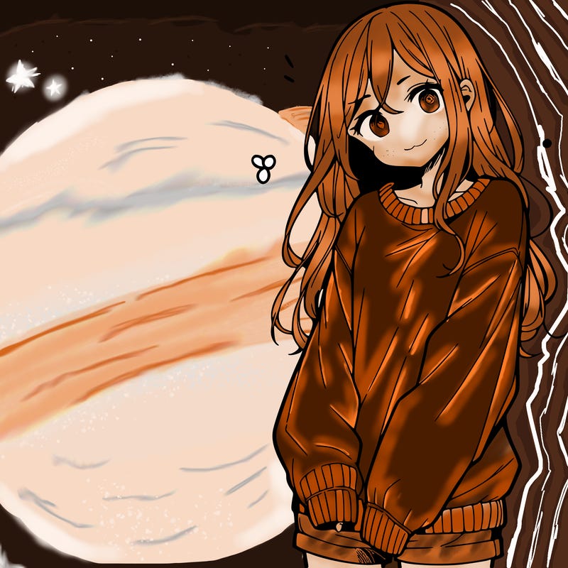 manga teen girl  in a sweater and baggy pants
