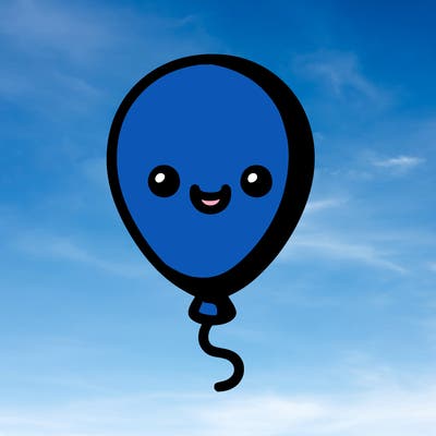 a blue balloon with a face on it