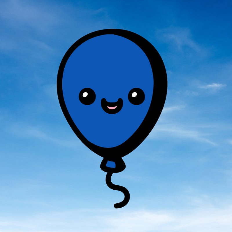 a blue balloon with a face on it