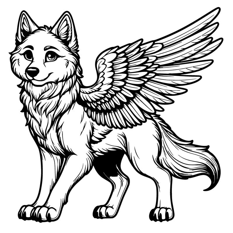 realistic angel wolf