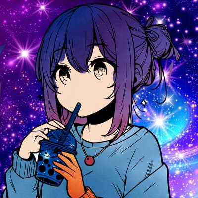 manga character drinking boba