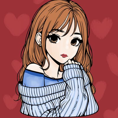 realistic girl with off-shoulder sweater