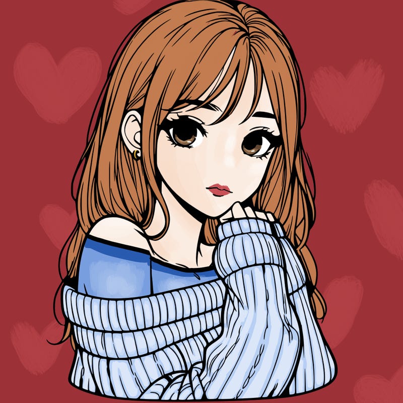 realistic girl with off-shoulder sweater