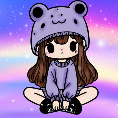 a girl wearing a frog hat and some frog socks