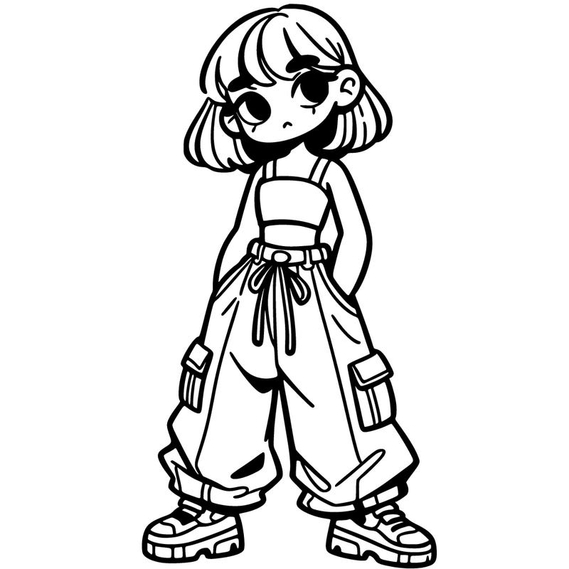 girl whits crop top and baggy pens