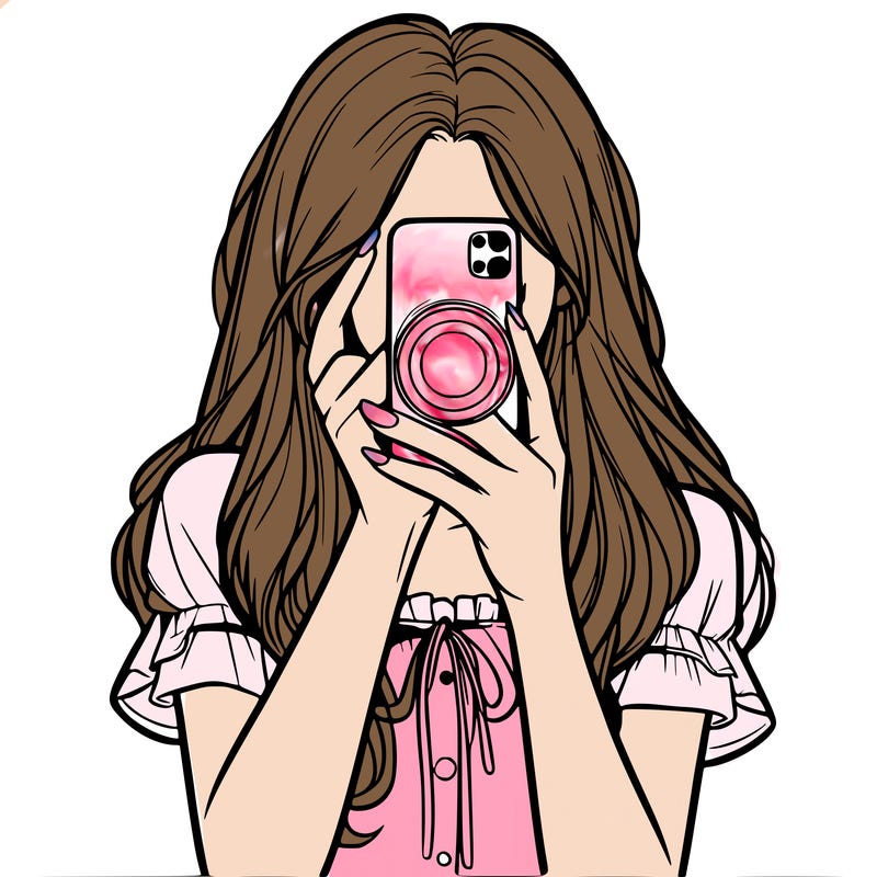 a realistic girl holding her phone taking pictures