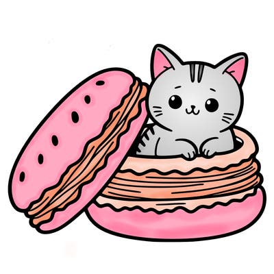 cat in a macaron