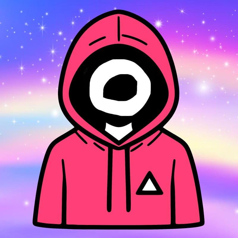 a person with non face waering a hoodie with a small triangle symbol