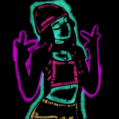 realistic teenage girl with braids and a beanie and crop top doing 🫶🏼