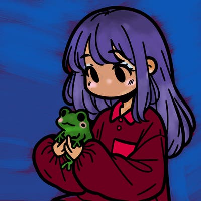 girl with long hair and a oversized shirt. and she is holding a frog