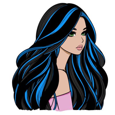 realistic girl with long realistic hair