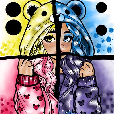 realistic girl in a animal pjs hoodie