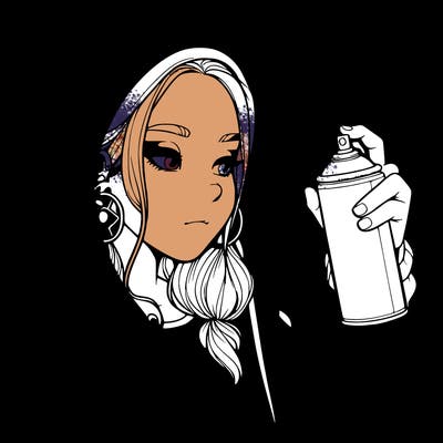 a realistic girl, spray painting