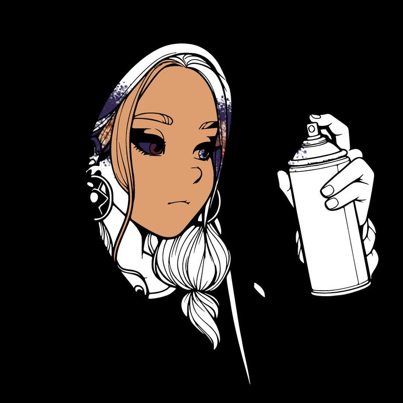 a realistic girl, spray painting