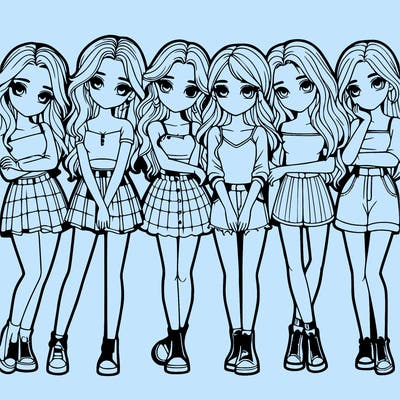 a group of girls realistic