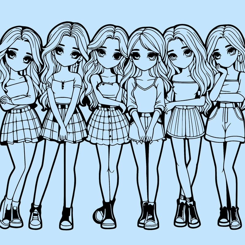 a group of girls realistic