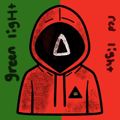 a person with non face waering a hoodie with a small triangle symbol