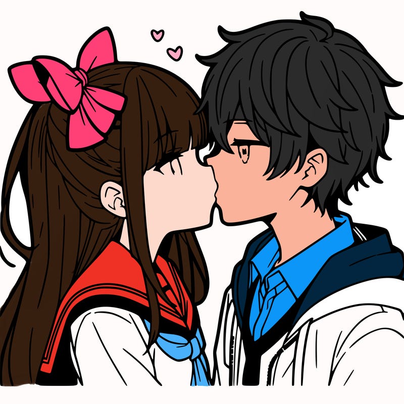 anime girl kissing anime boy