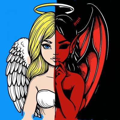 realistic angel half demon