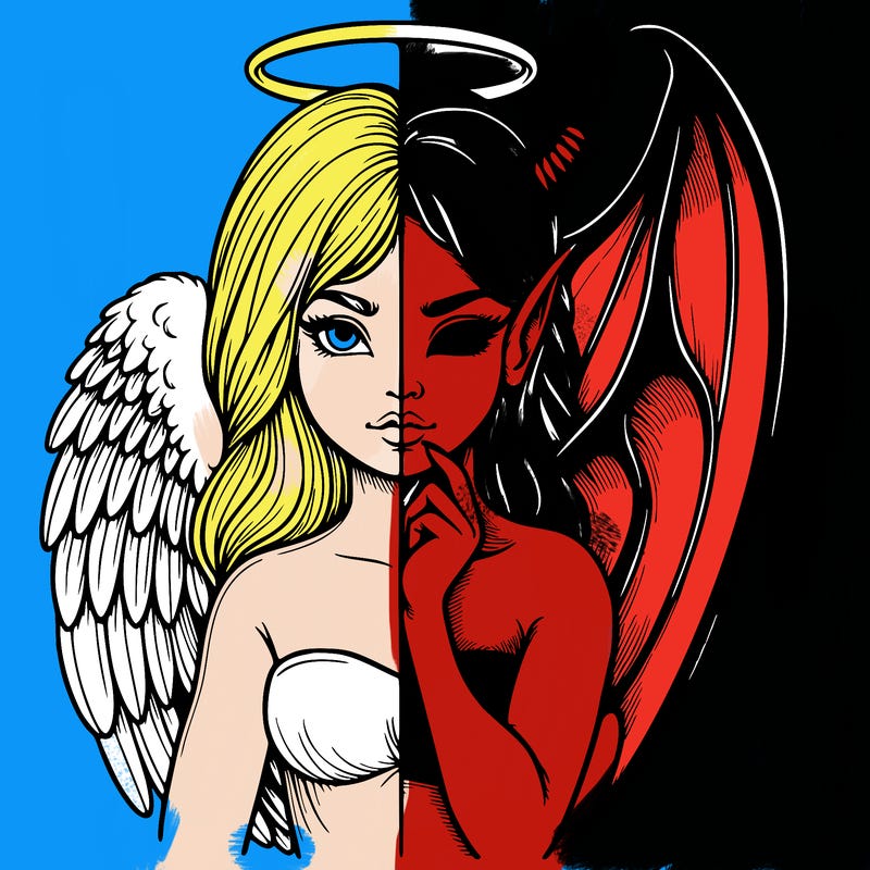 realistic angel half demon