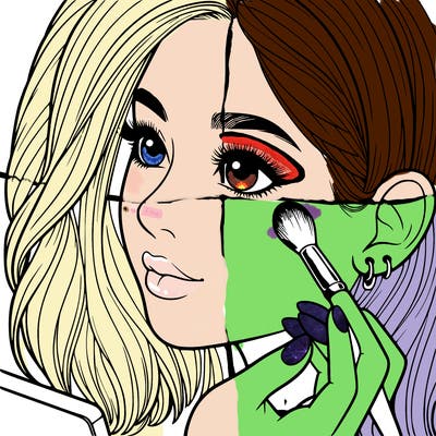 a realistic girl doing her makeup