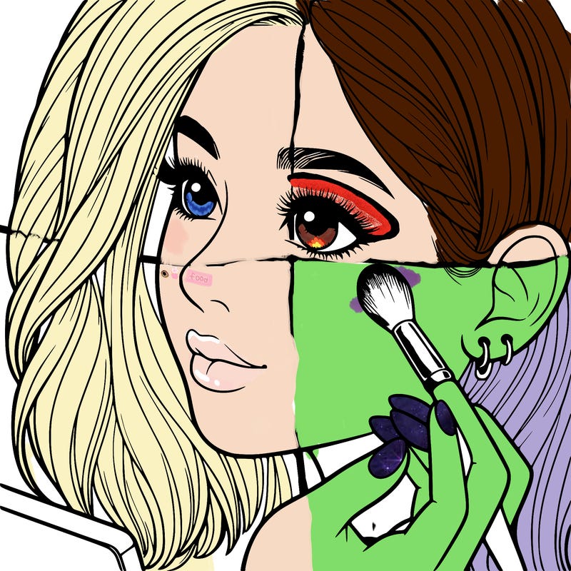 a realistic girl doing her makeup