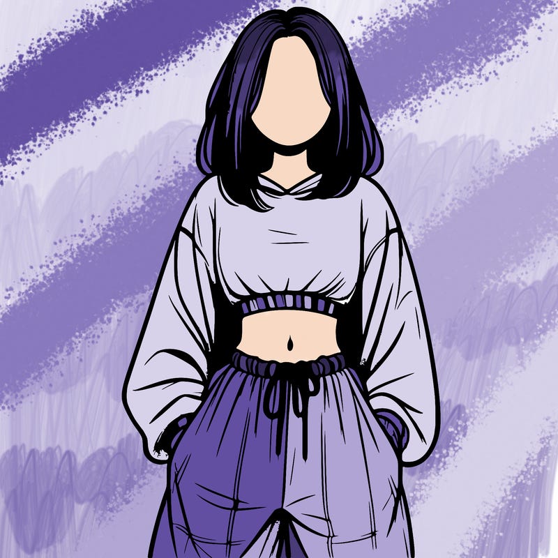 realistic girl faceless with baggy pants and a crop top