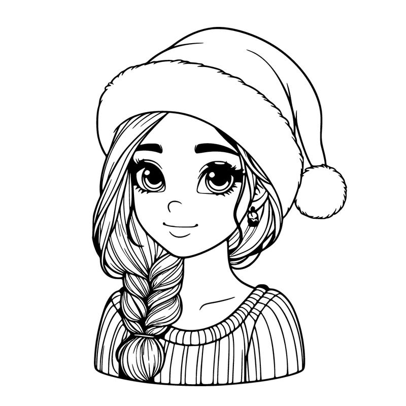 a realistic girl who is wearing a santa hat