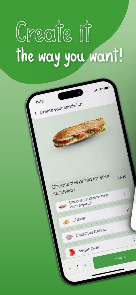 Gregory’s eorder - Mobile screen for Gregorys eorder app showing sandwich customization options