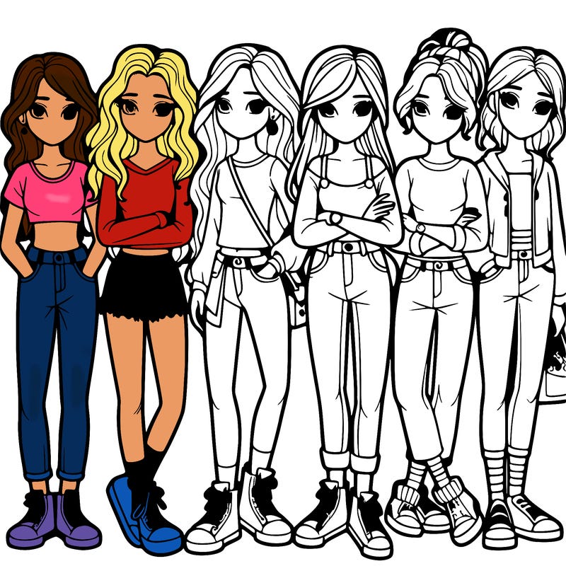 a group of teenage girls in a line
