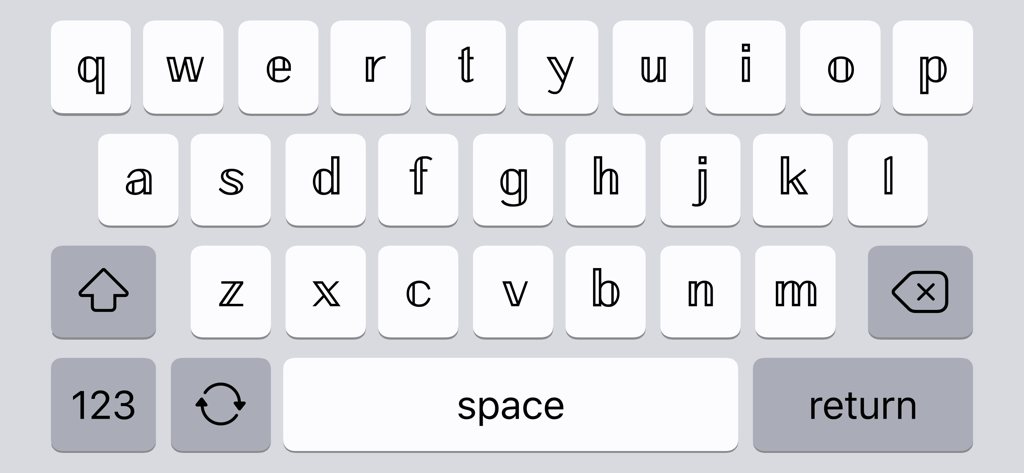 Fonts for iPhones and iPad - iOS 모바일 키보드에 더블 라인 미적 폰트 표시