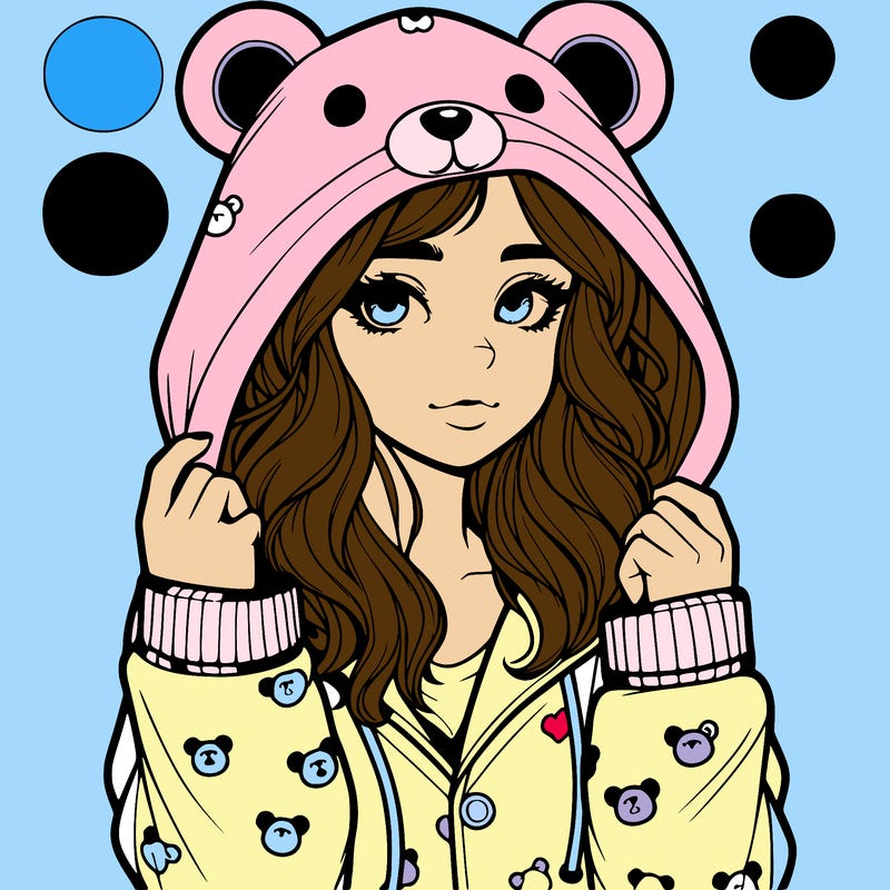 realistic girl in a animal pjs hoodie
