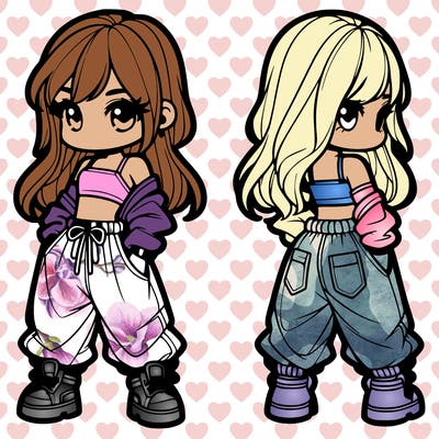 girl in crop top and baggy pants