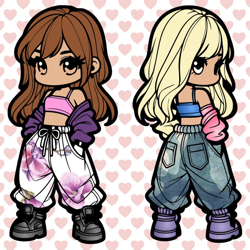 girl in crop top and baggy pants