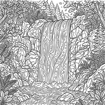 Discover the tranquility of nature with this beautiful block waterfall coloring page, specially designed to offer a relaxing and engaging experience for seniors. Featuring clear, bold outlines and intricate details, it's perfect for a mindful coloring session.