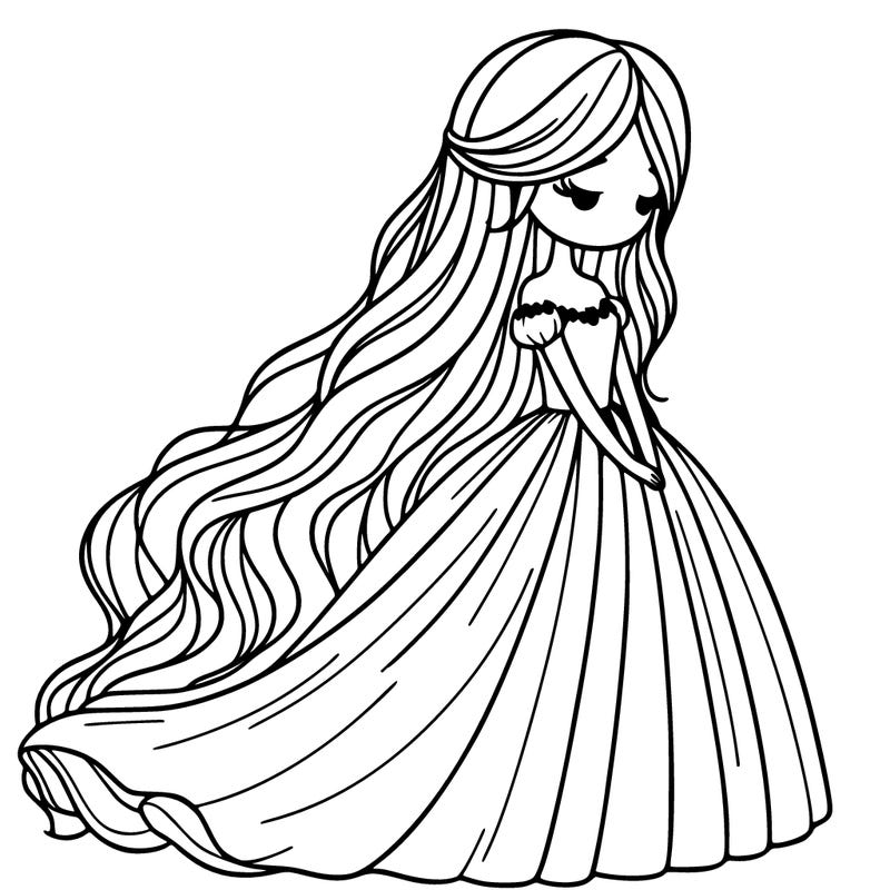 long haired woman in a long flowing dress