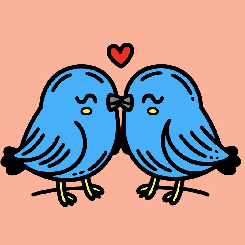 simple drawing of two loving birds