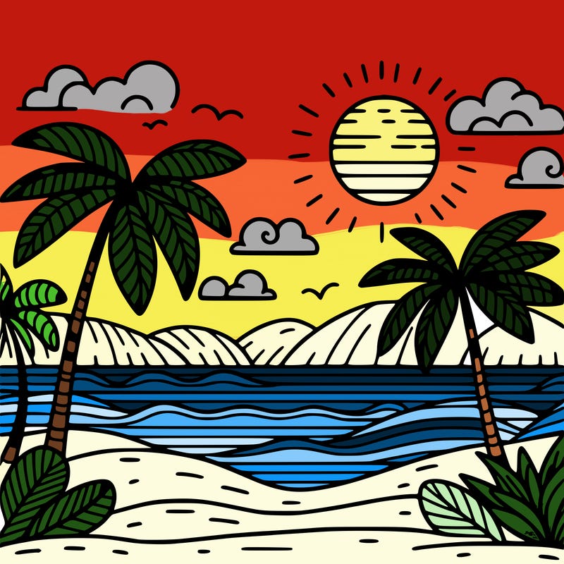 ocean with palm trees