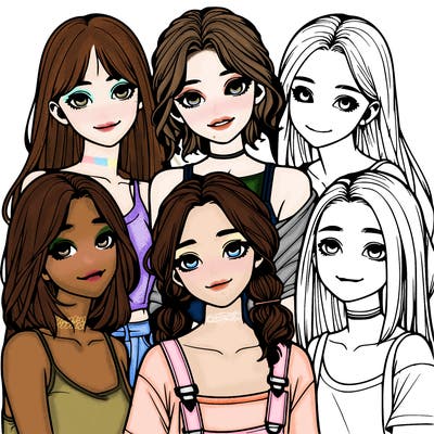 a group of girls realistic