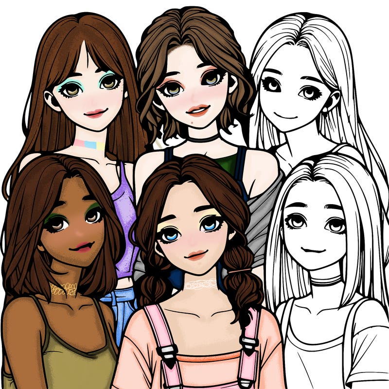 a group of girls realistic