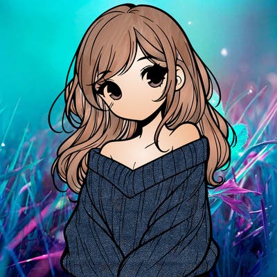 shy pretty girl wearing a sweater that is falling off one shoulder portrait