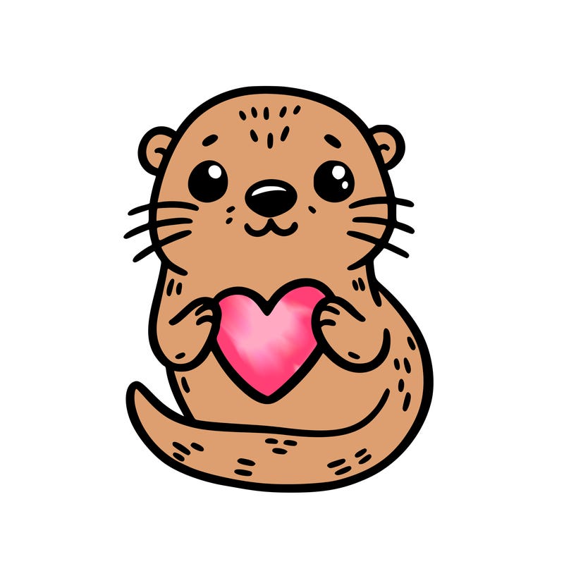 otter with a heart
