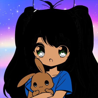 cute manga girl holding a bunny