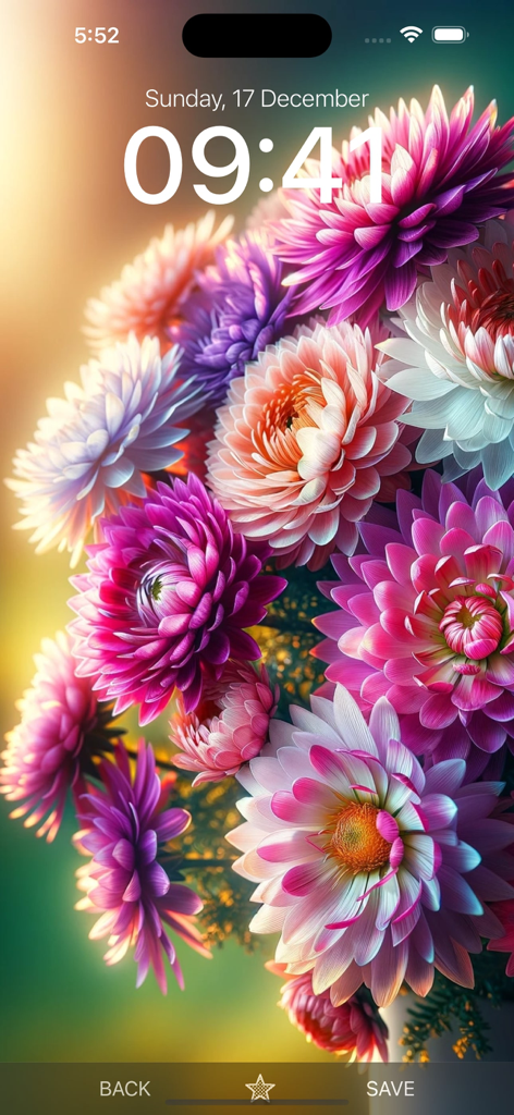 Vibrant pink and purple dahlia flowers on an iPhone lock screen wallpaper preview