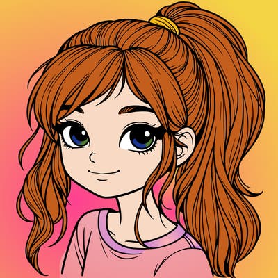 realistic girl with ponytail