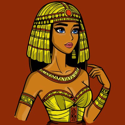realistic woman wearing a cleopatra costume