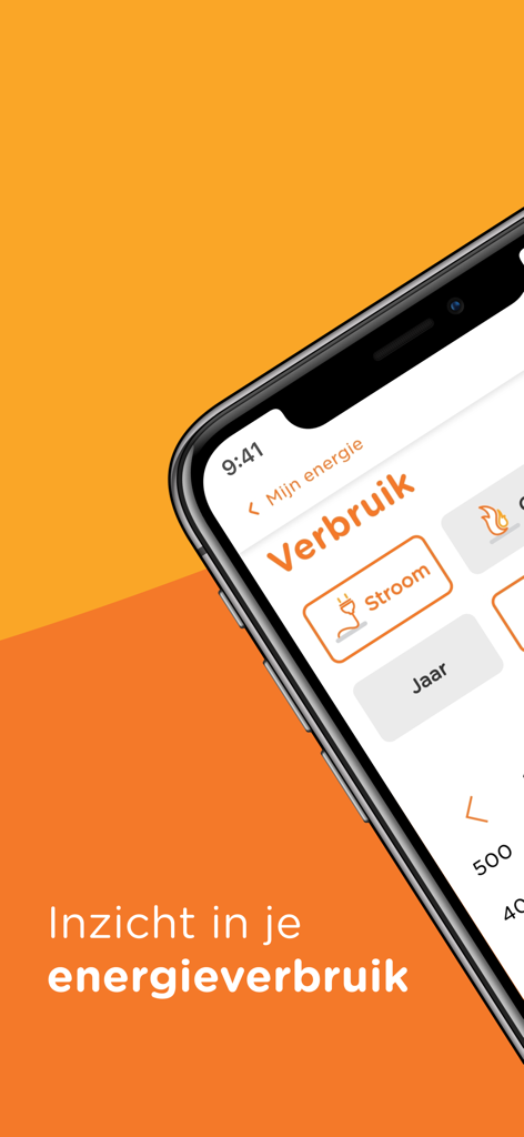 A smartphone displaying the energy consumption tracking feature in the UnitedConsumers app