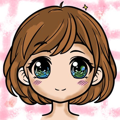 a shy girl with short hair and beautiful wide eyes