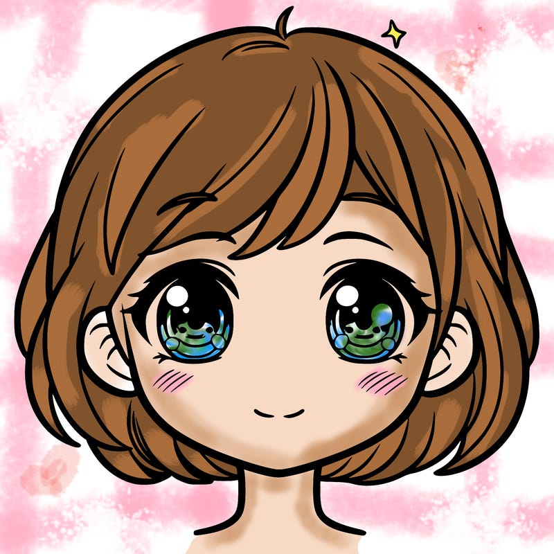 a shy girl with short hair and beautiful wide eyes