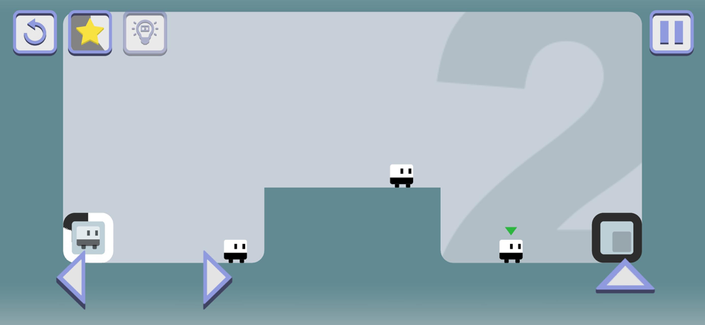 Minimalist 2D puzzle gameplay showing clones and platforms in The Looper game